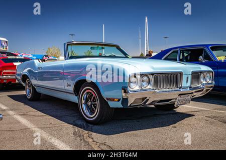 Reno, NV - August 4, 2021: 1970 Oldsmobile Cutlass Convertible at a local car show. Stock Photo