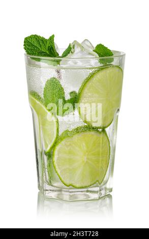 Mojito cocktail with lime, mint and ice Stock Photo