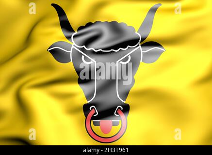 3D Flag of Uri canton, Switzerland. 3D Illustration. Stock Photo