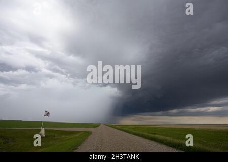Prairie Storm Clouds Canada Stock Photo