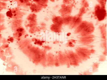 Red Dyeing Pattern. Hippie Swirl Backdrop. Batik Stock Photo