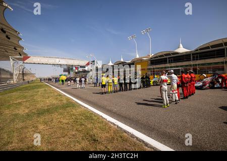 Hymne national, national anthem starting grid, grille de depart, during the 6 Hours of Bahrain, 5th round of the 2021 FIA World Endurance Championship, FIA WEC, on the Bahrain International Circuit, from October 28 to 30, 2021 in Sakhir, Bahrain - Photo: Germain Hazard/DPPI/LiveMedia Stock Photo