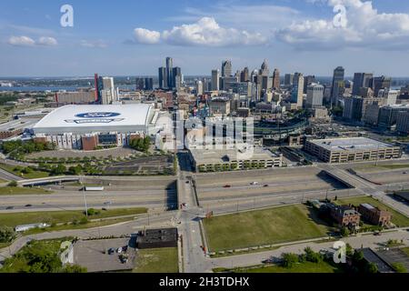 Aerial View Of The Detroit Lions Home Ford Field Stock Photo