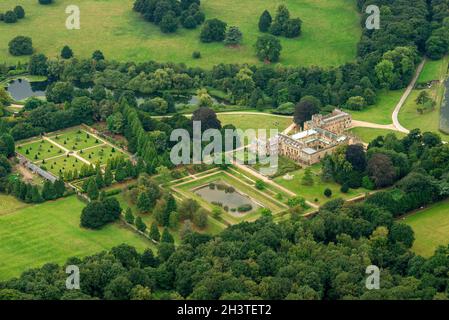 Aerial image of Newstead Abbey, Nottinghamshire England UK Stock Photo