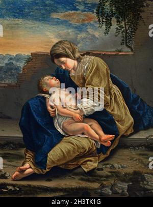 Madonna and Child in a landscape 1621/1624 by  Orazio Gentileschi 1563 - 1639 Italy, Italian, Stock Photo