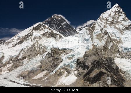Mt. Everest and Nuptse as seen from the Kala Patthar peak Stock Photo