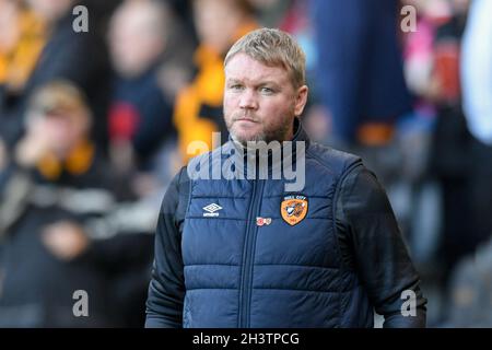 Hull, UK. 30th Oct, 2021. Grant McCann manager of Hull City in action in Hull, United Kingdom on 10/30/2021. (Photo by Simon Whitehead/News Images/Sipa USA) Credit: Sipa USA/Alamy Live News Stock Photo