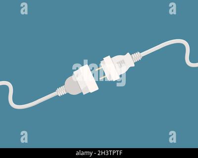 Electric disconnect plug. Unplug power connection cord error concept picture vector Stock Vector