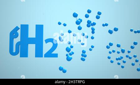 H2 Hydrogen Molecule Gas Pump Stock Photo