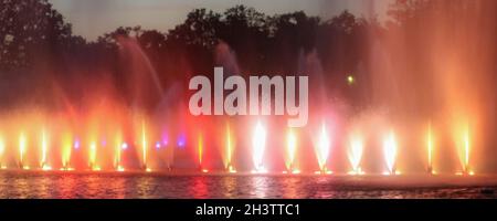 Fountain colorful musical show in Wroclaw, Poland Stock Photo