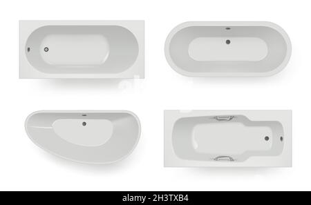 Bath top view. Spa room items for hygiene washing bath realistic templates Stock Vector