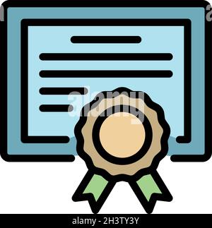Foreign language diploma icon. Outline goreign language diploma vector icon thin line color flat isolated Stock Vector