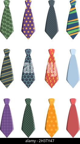 Tie set. Business clothes for man wardrobe tie with pattern garish vector collection Stock Vector