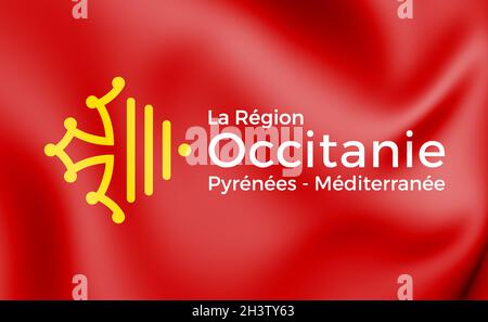 3D Flag of Occitanie Stock Photo