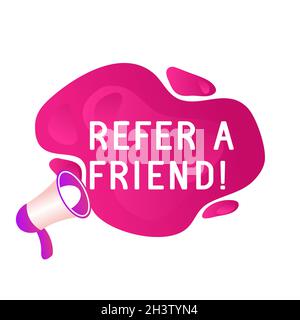Refer friend banners. Referral program icon, marketing label and refer friends badge. Business suggestions program stickers. Stock Vector