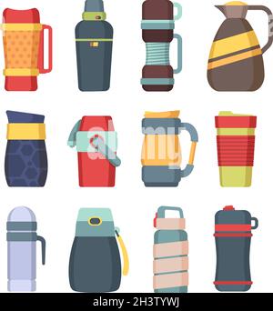 https://l450v.alamy.com/450v/2h3tywj/thermos-steel-mug-with-handle-for-coffee-kitchen-utensil-vacuum-flask-for-liquids-round-bottles-colored-vector-set-2h3tywj.jpg