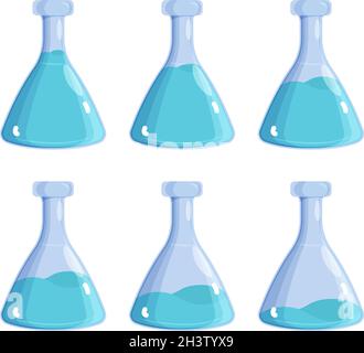 Magical potion. Jar bottles with witchcraft antidote vector pictures set Stock Vector