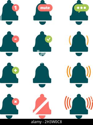 Message bell. Sound reminder symbols phone ring invitation doorbells vector icons collection Stock Vector