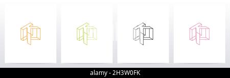 Cubic Wireframe Letter Logo Design K Stock Vector