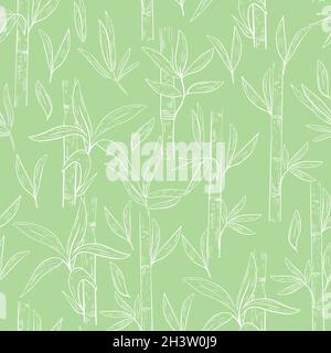 Bamboo outlines seamless pattern, vector illustration. Stock Vector