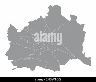 Vienna administrative map isolated on white background, Austria Stock Vector