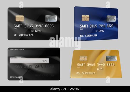 Debit cards. Plastic bank financial credit cards realistic template Stock Vector