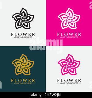 Flower logo vector illustration design template Stock Vector