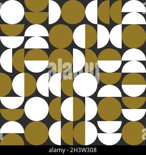 Bauhaus abstract pattern in Swiss style. Retro geometric background with circles. Seamless pattern with geometric shapes Stock Vector