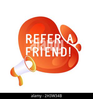Refer friend banners. Referral program icon, marketing label and refer friends badge. Business suggestions program stickers. Stock Vector