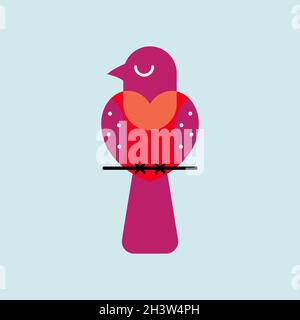 Bird in cartoon geometric style. Flat illustration with abstract bird. Vector art Stock Vector