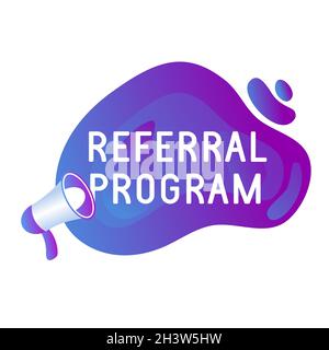 Refer friend banners. Referral program icon, marketing label and refer friends badge. Business suggestions program stickers. Stock Vector
