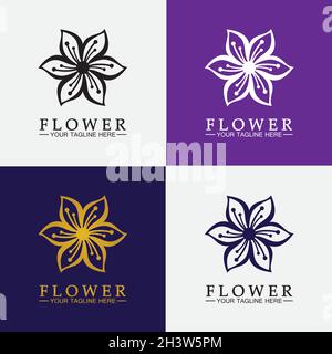 Flower logo vector illustration design template Stock Vector