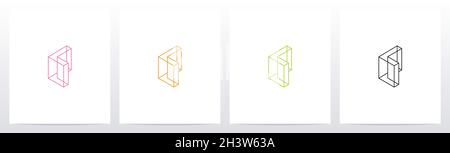 Cubic Wireframe Letter Logo Design L Stock Vector