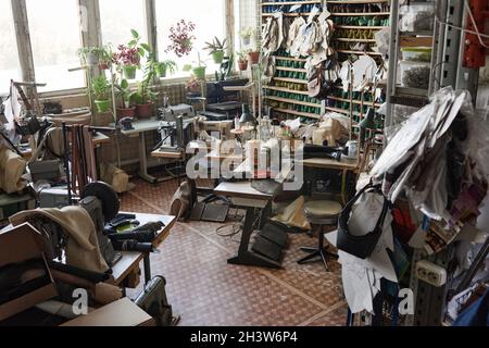 Image of factory for the production of high quality leather shoes Stock Photo