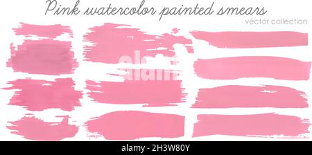 Watercolor Pastel Brushes Border. Frames Collection. Grunge Dirty Banner. Hand Paint Shapes Design. Abstract Brushes Stock Vector