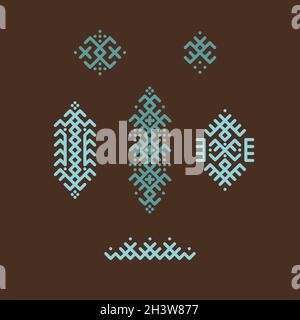 Vector image of traditional Berber tattoos. Sahara desert nomad ornament Stock Vector