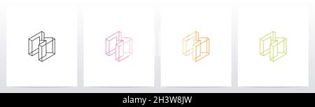 Cubic Wireframe Letter Logo Design M Stock Vector