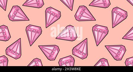 Bright summer pattern in pop art style. 60x pattern. Crystals seamless ornament Stock Vector