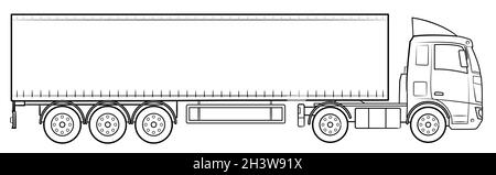 Semi trailer truck - vector illustration. Stock Vector