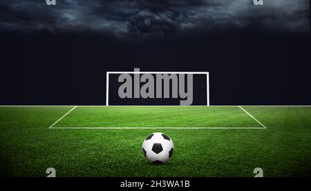 Soccer stadium arena with natural green grass Stock Photo