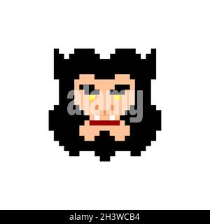 Werewolf pixel art. pixelated werwolf Monster. 8 bit wolfman monstrosity vector illustration Stock Vector