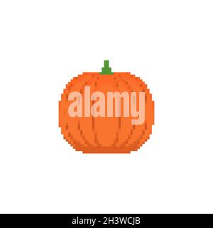 Pumpkin pixel art. pixelated Vegetable. 8 bit vector illustration Stock Vector