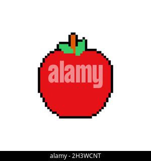 Apple pixel art. pixelated Fruit. 8 bit vector illustration Stock Vector