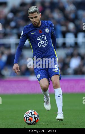 NEWCASTLE UPON TYNE, UK. OCT 30TH Jorginho of Chelsea in action during the Premier League match between Newcastle United and Chelsea at St. James's Park, Newcastle on Saturday 30th October 2021. (Credit: Will Matthews | MI News) Credit: MI News & Sport /Alamy Live News Stock Photo