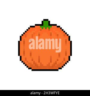 Pumpkin pixel art. pixelated Vegetable. 8 bit vector illustration Stock Vector