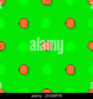 Pumpkin pixel art pattern seamless. pixelated Vegetable background. 8 bit vector texture Stock Vector