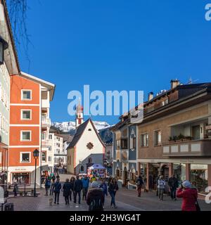 ORTISEI , VAL GARDENA,  SOUTH TYROL, ITALY - MARCH 26 : St. Antonio Chapel in Ortisei in Italy on March 26, 2016. Unidentified p Stock Photo