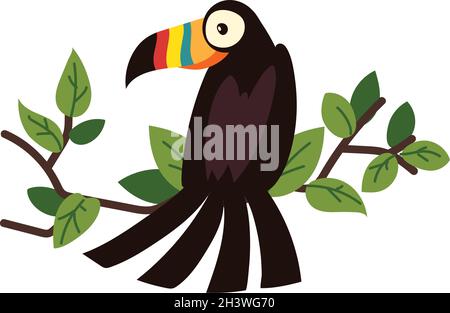 toucan bird on branch Stock Vector