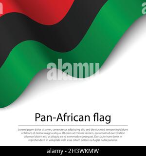 Waving Pan-African flag on white background. Banner or ribbon vector template Stock Vector