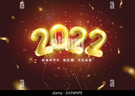realistic new year 2022 balloons background vector design illustration Stock Vector